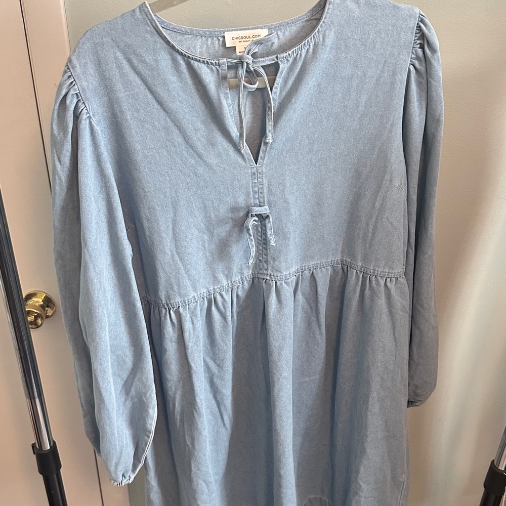Chic Soul Denim Peasant Dress